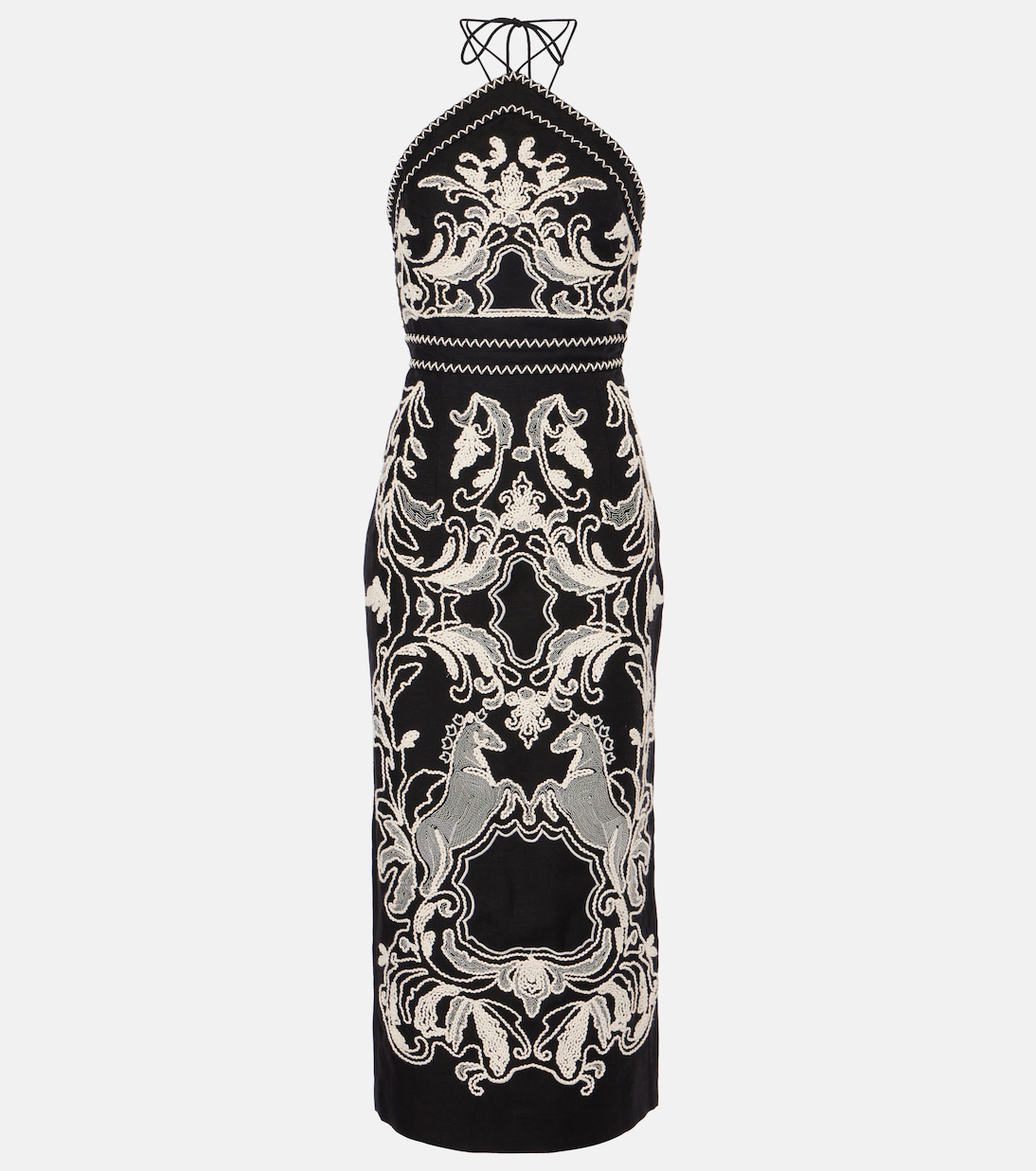 Abito midi Azera in misto lino | Rebecca Vallance
