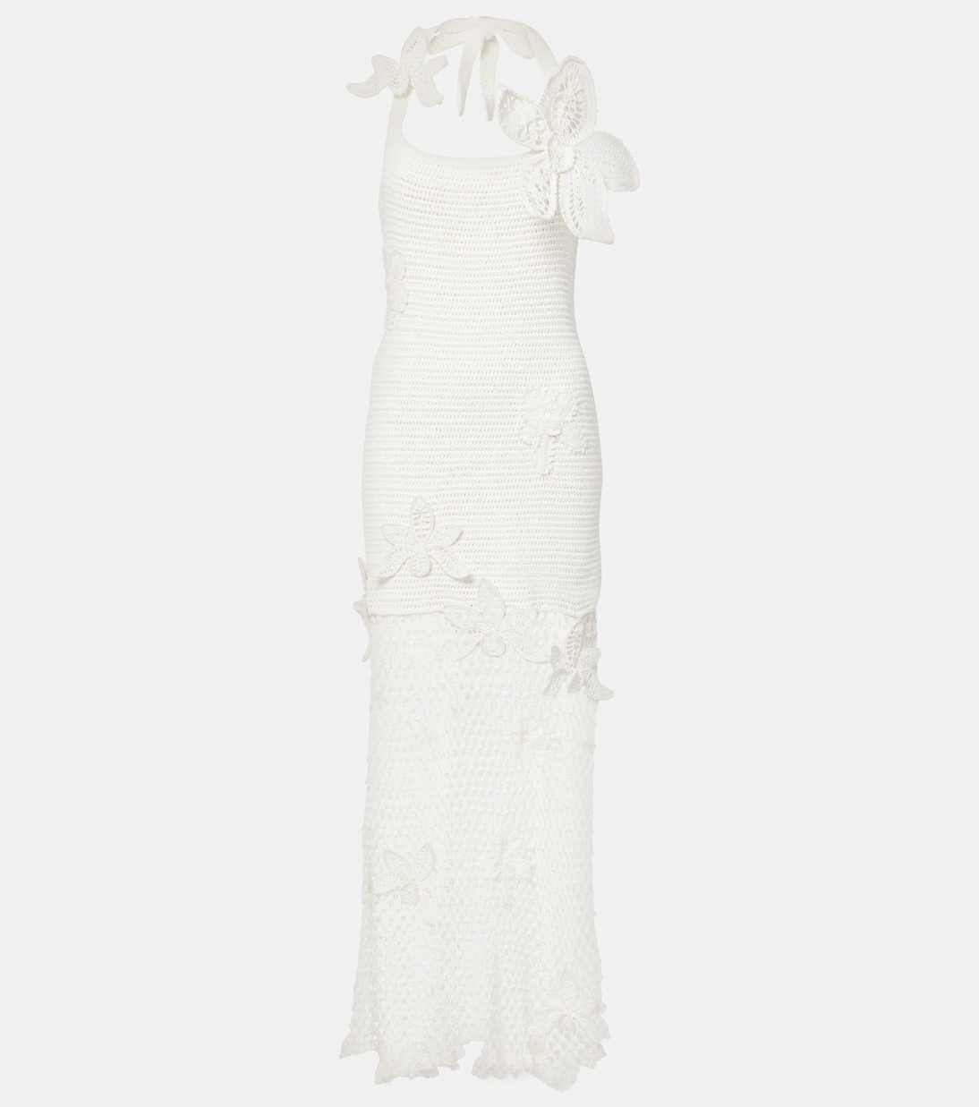 Crochet cotton maxi dress in white - Oscar De La Renta