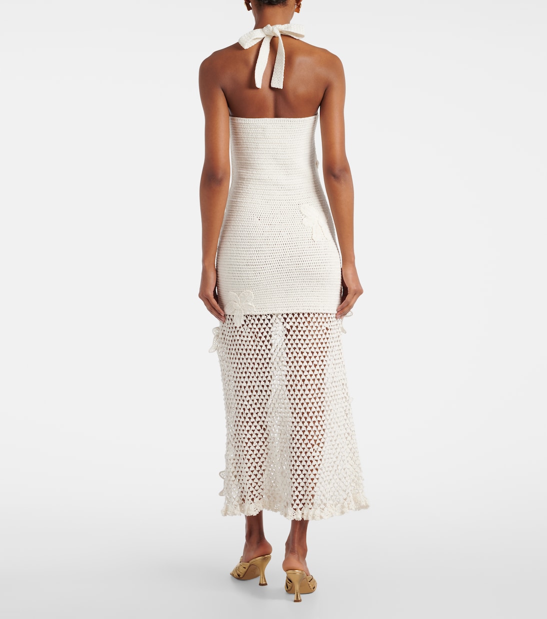 Vestido largo de croché de algodón | Oscar de la Renta