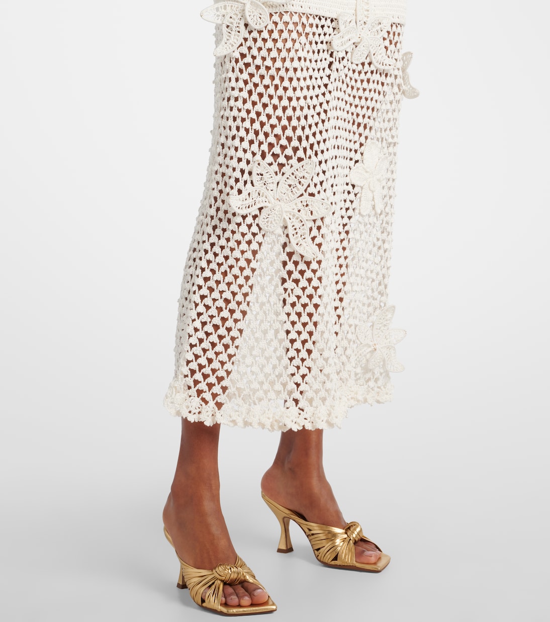 Vestido largo de croché de algodón | Oscar de la Renta
