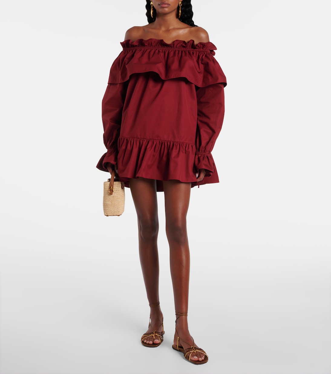 Secchiello Le 37 Mini in rafia con pelle | Saint Laurent