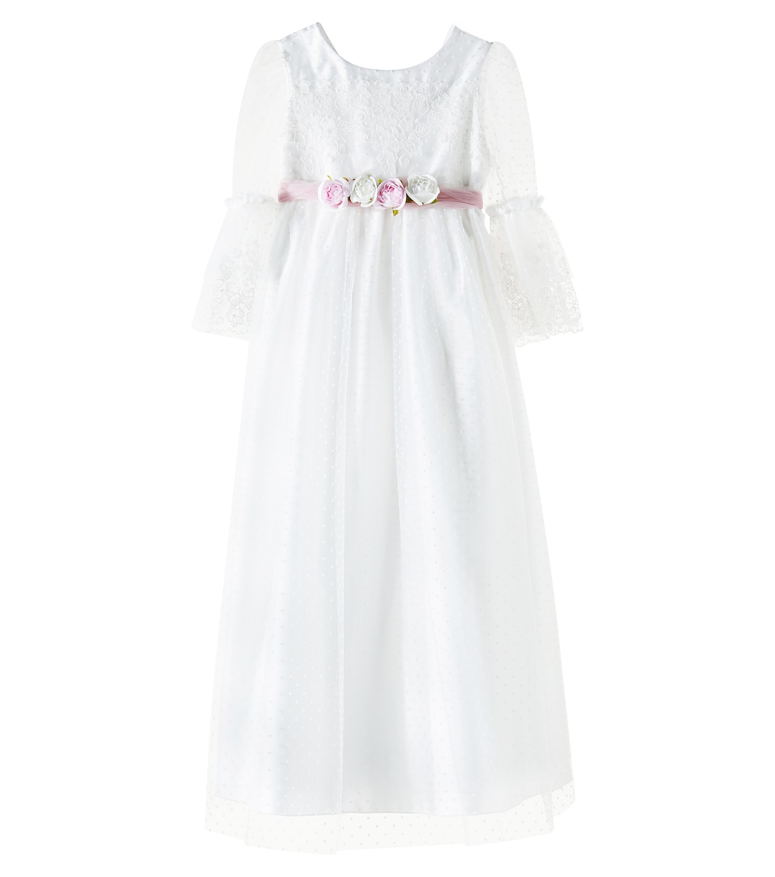 Abito in pizzo e tulle con fiocco | Monnalisa