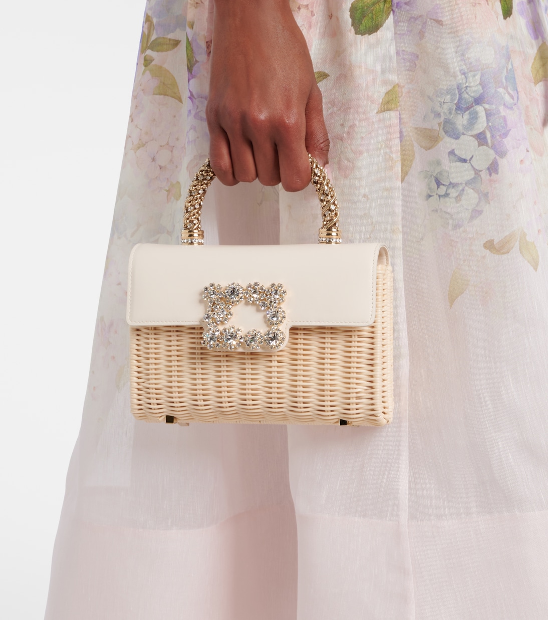 Jewel Efflorescent 미니 라탄 토트 백 | Roger Vivier