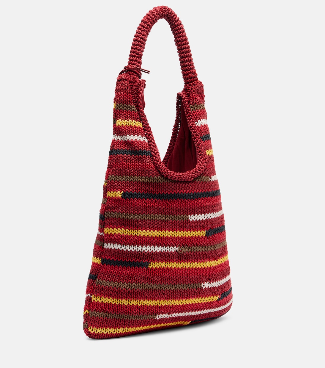 Striped leather-trimmed cotton tote bag | JW Anderson