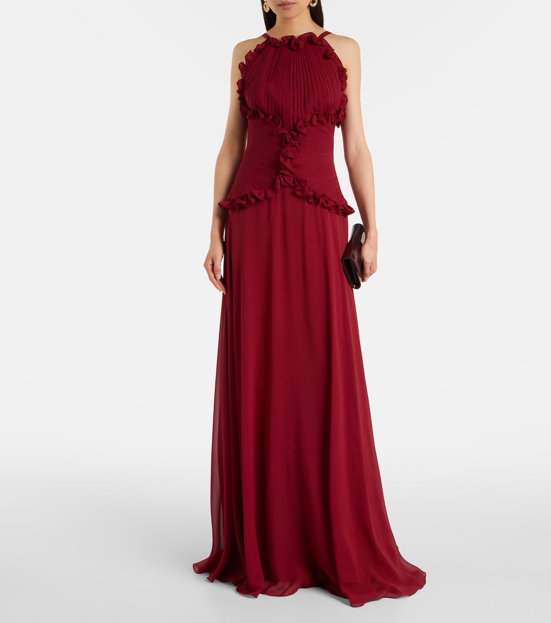 Ruffled silk georgette gown | Elie Saab