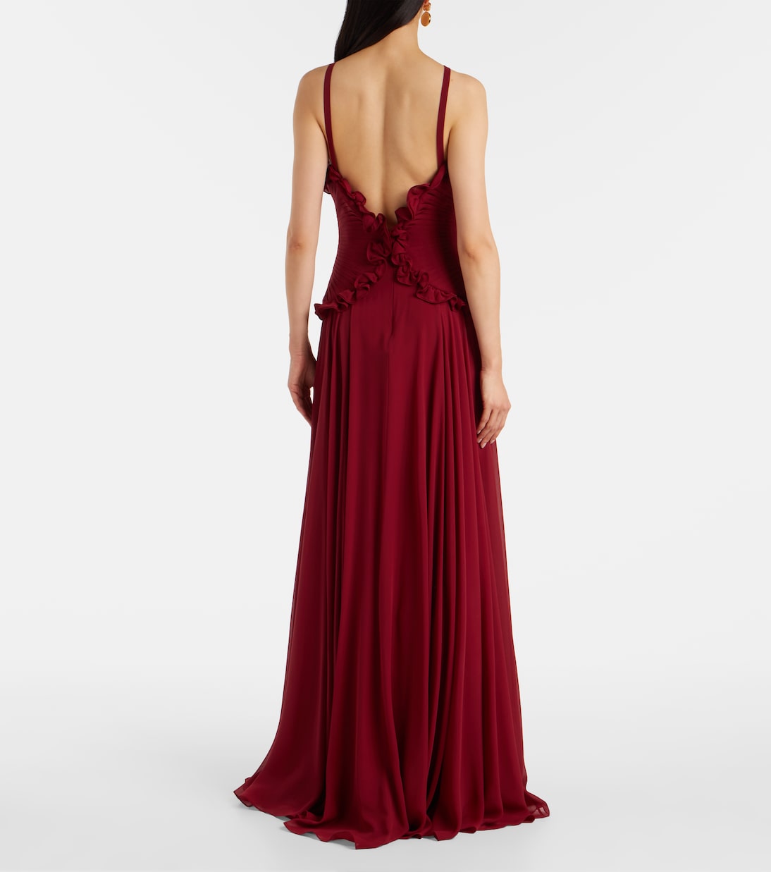 Ruffled silk georgette gown | Elie Saab