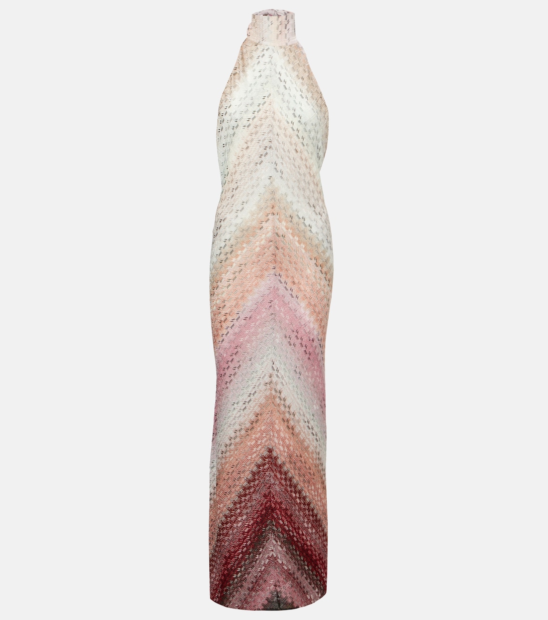 Vestido largo con escote halter en zigzag | Missoni