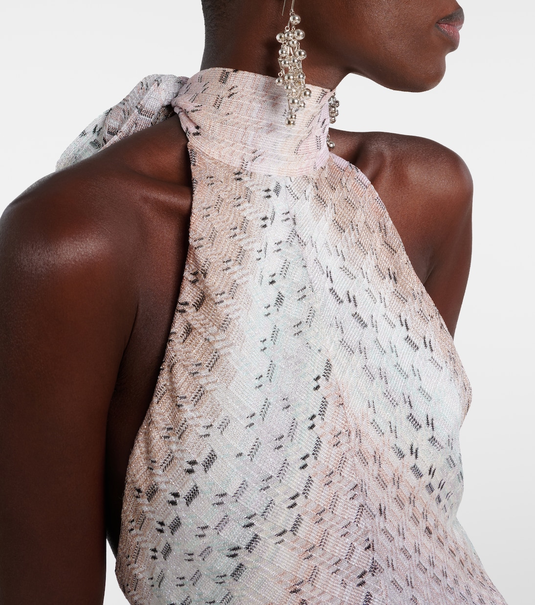 Vestido largo con escote halter en zigzag | Missoni