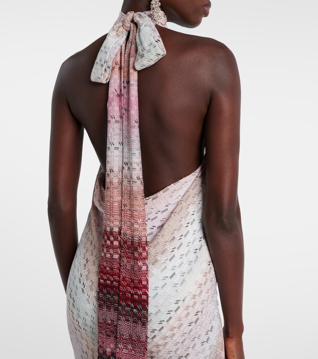 Vestido largo con escote halter en zigzag | Missoni