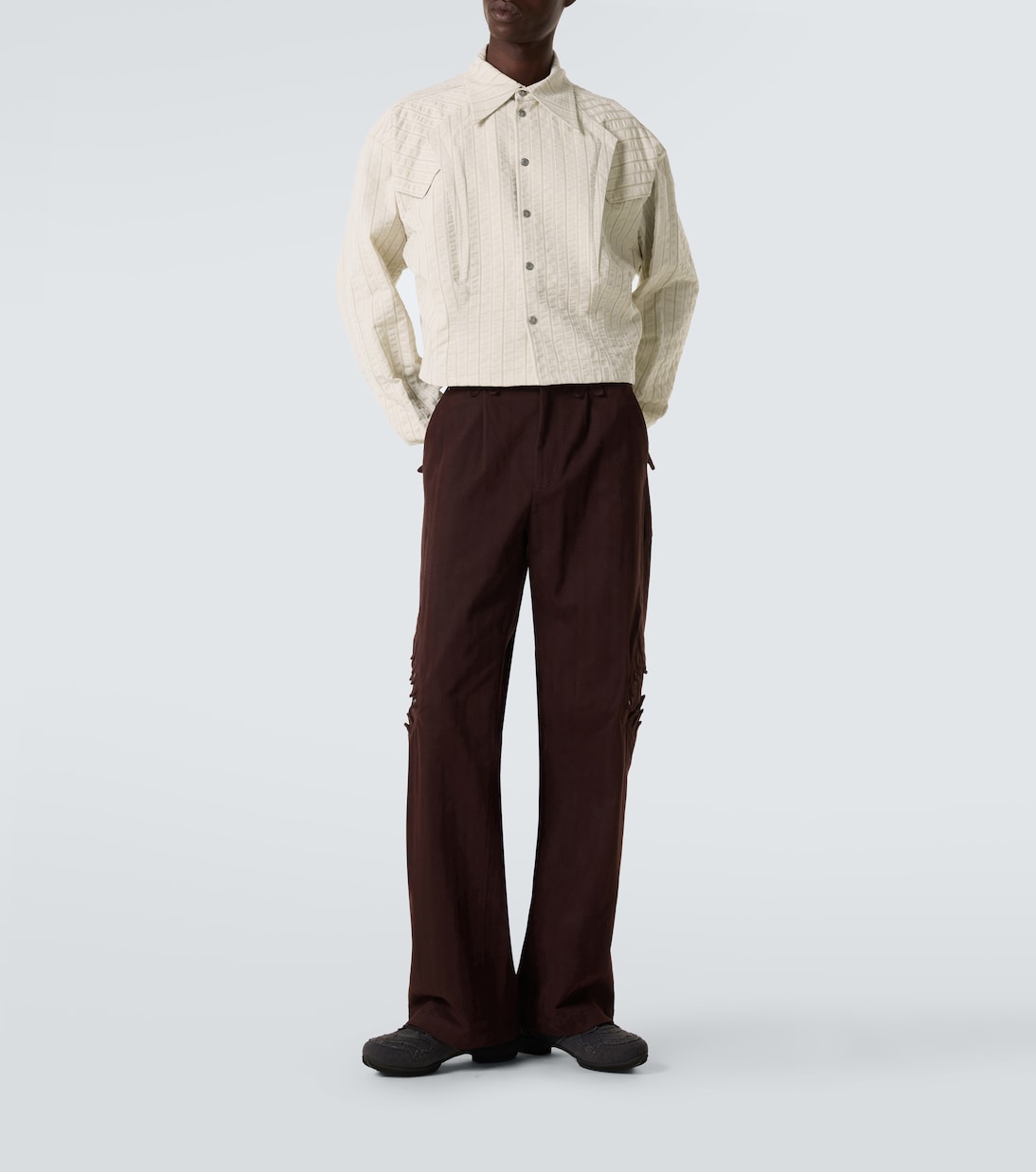 Kraner striped cropped cotton shirt | Kiko Kostadinov