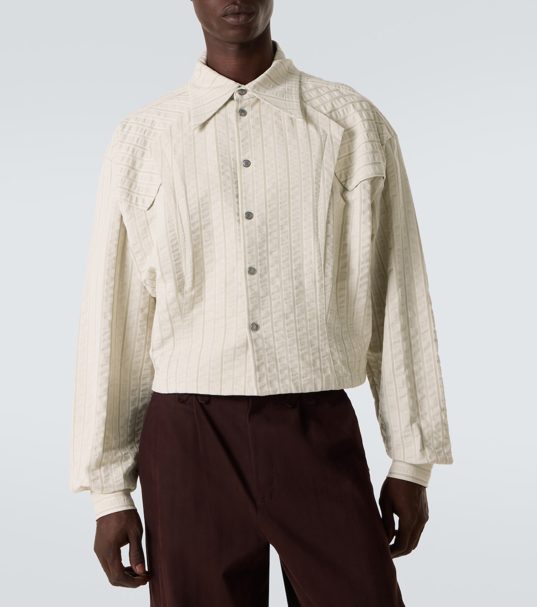 Kraner striped cropped cotton shirt | Kiko Kostadinov