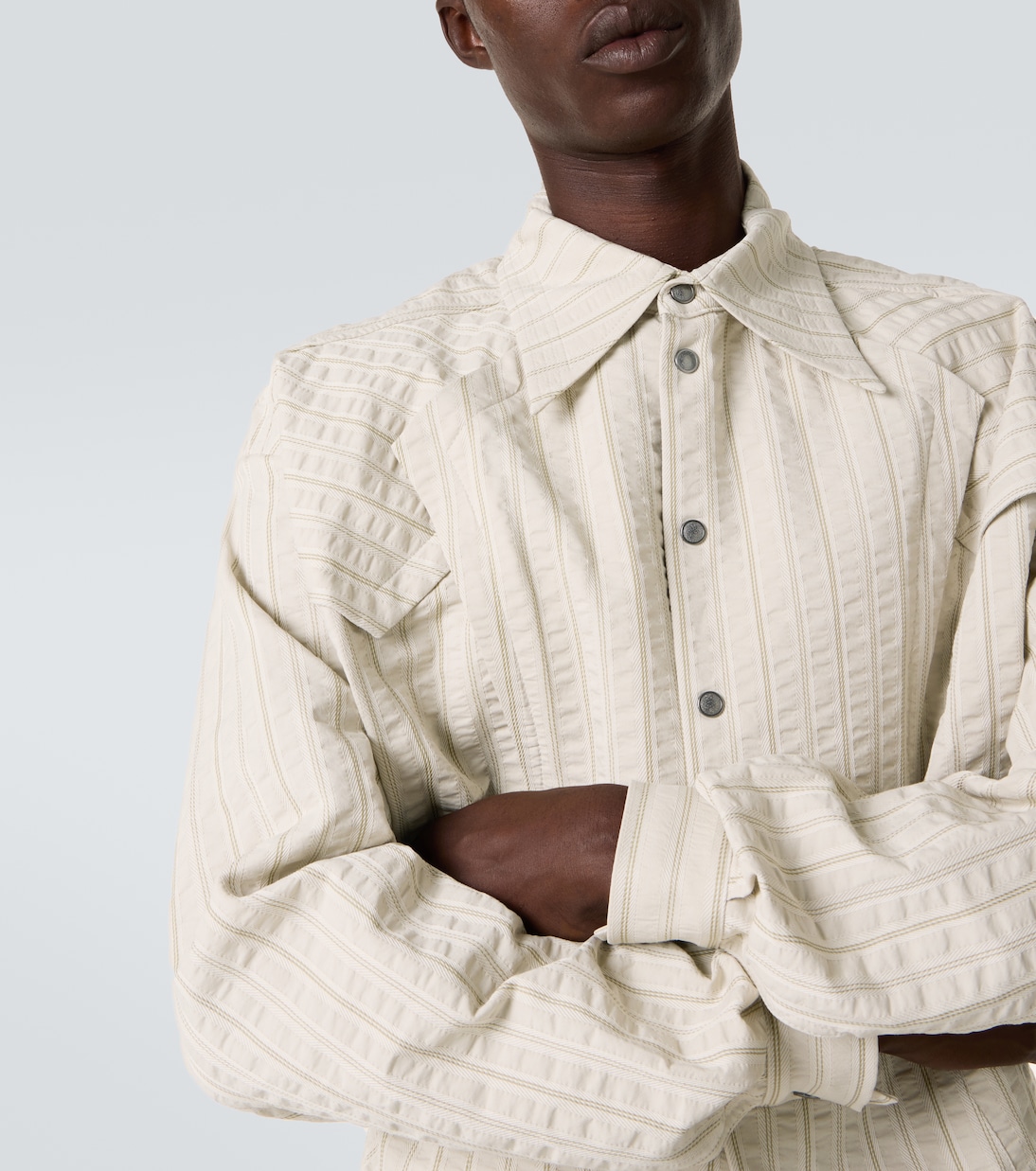 Kraner striped cropped cotton shirt | Kiko Kostadinov