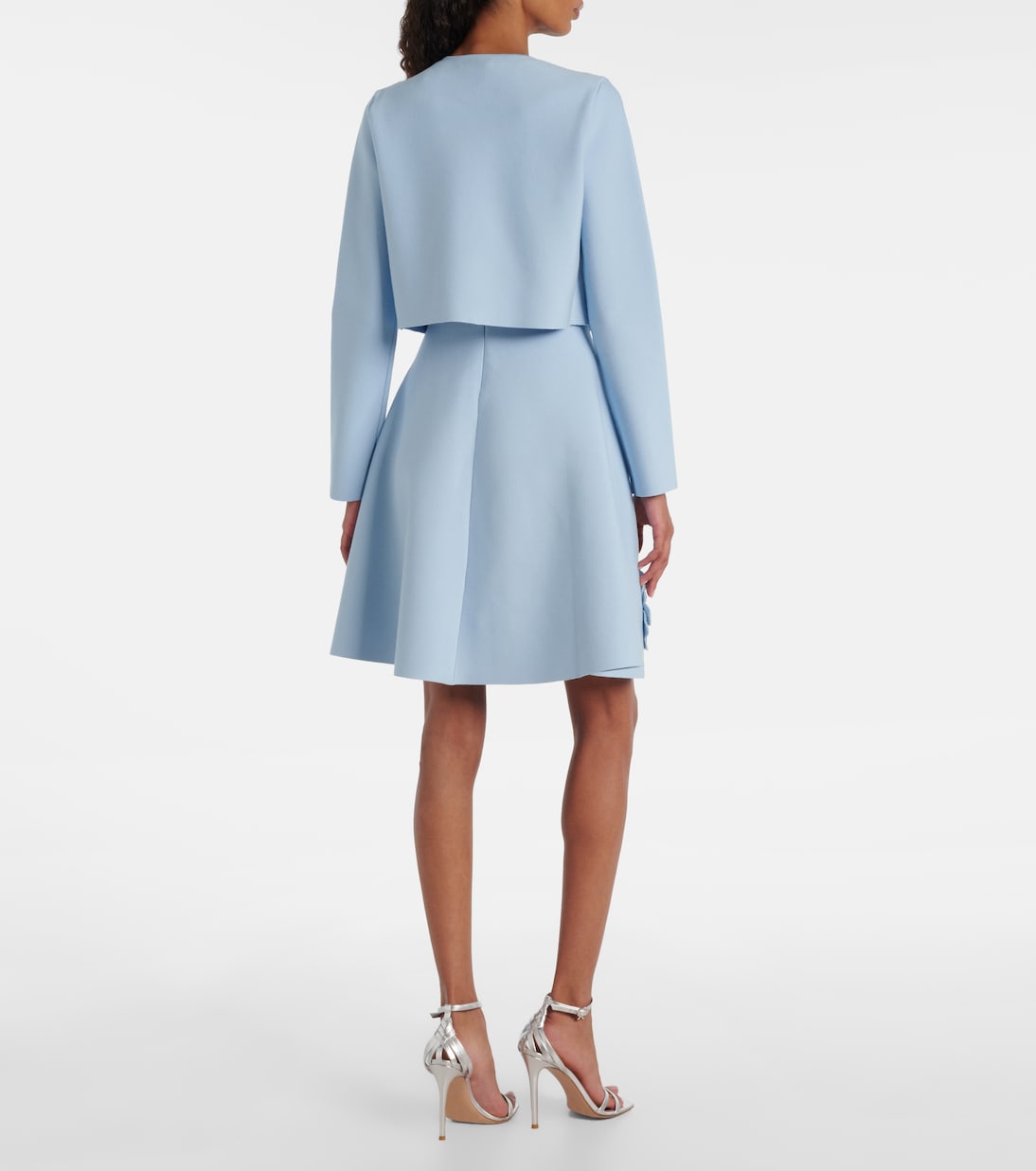 Cropped floral-appliqué sequined jacket | Oscar de la Renta