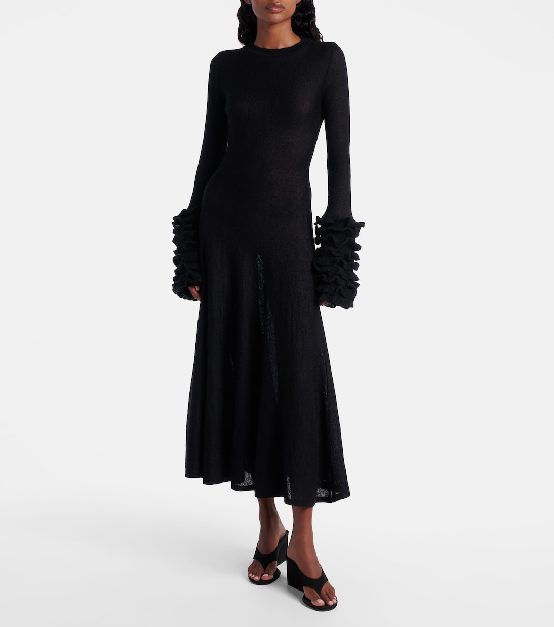 Ruffled mohair-blend maxi dress | Alaïa