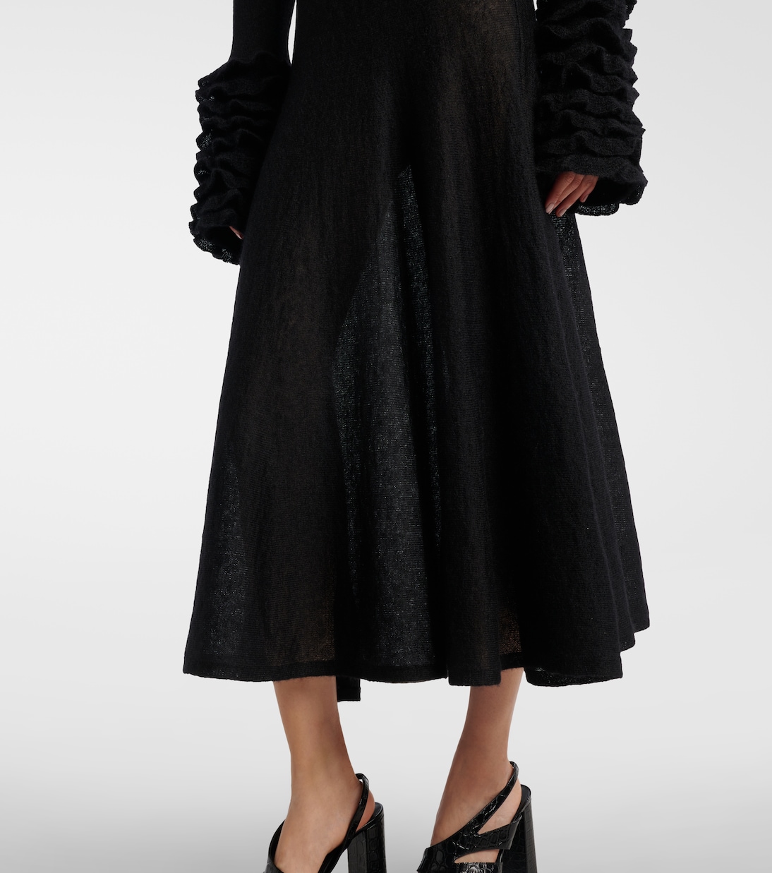 Ruffled mohair-blend maxi dress | Alaïa
