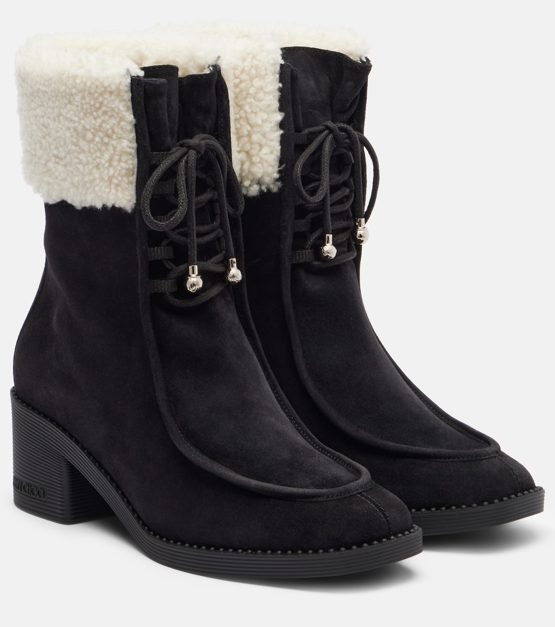 Hali 60 shearling-trimmed suede ankle boots | Jimmy Choo