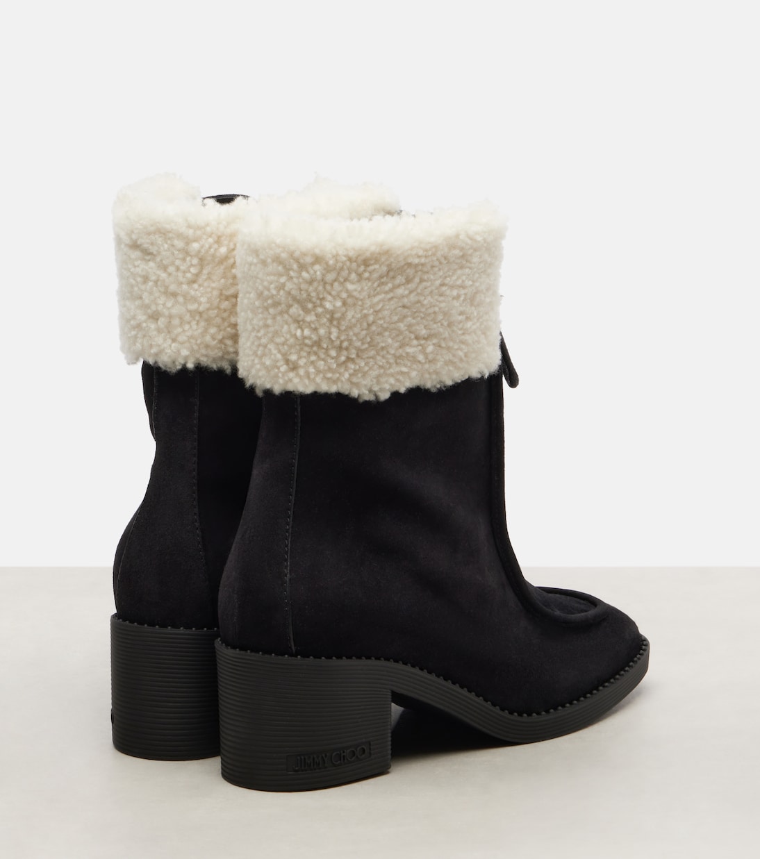 Hali 60 shearling-trimmed suede ankle boots | Jimmy Choo