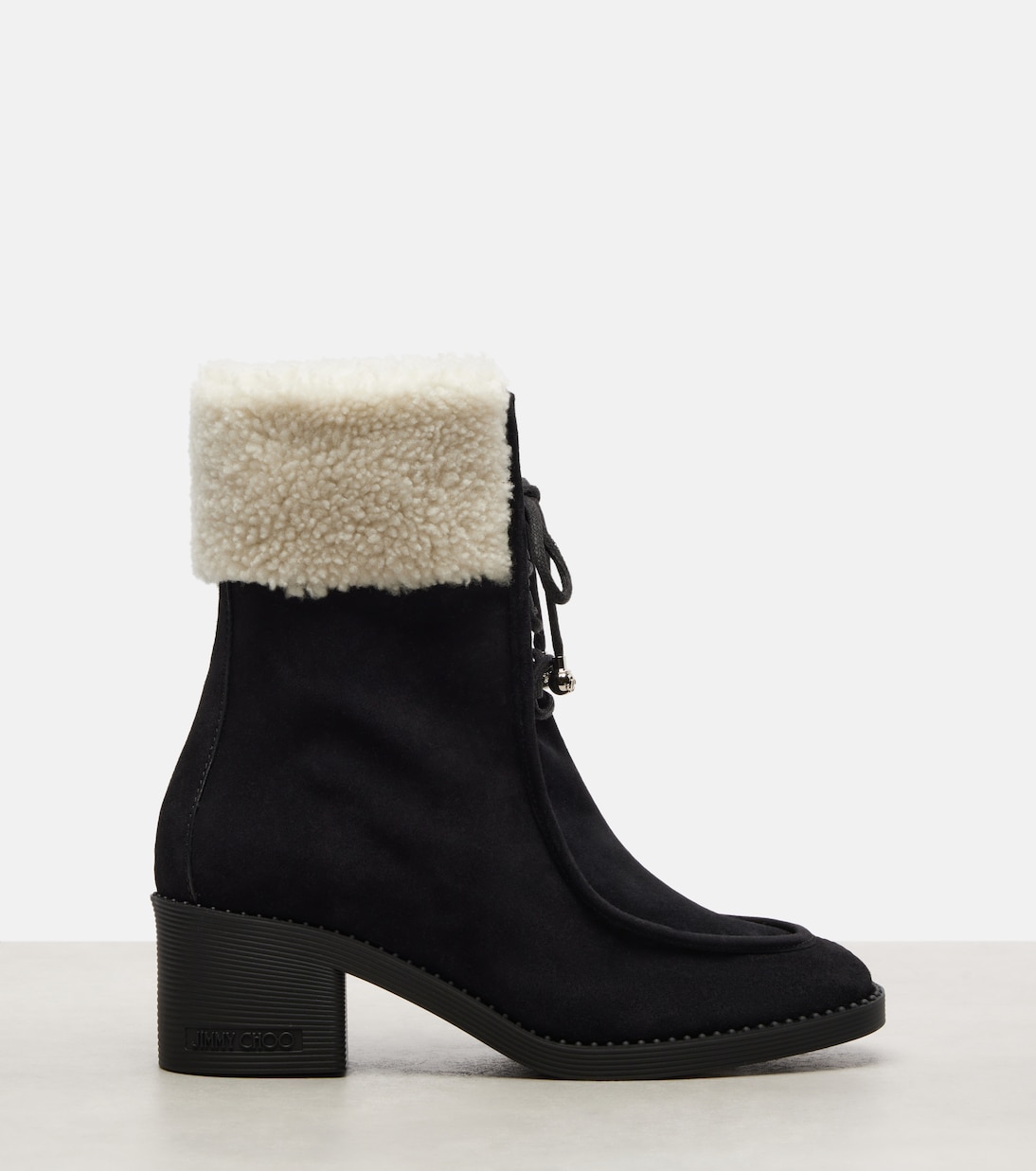 Hali 60 shearling-trimmed suede ankle boots | Jimmy Choo