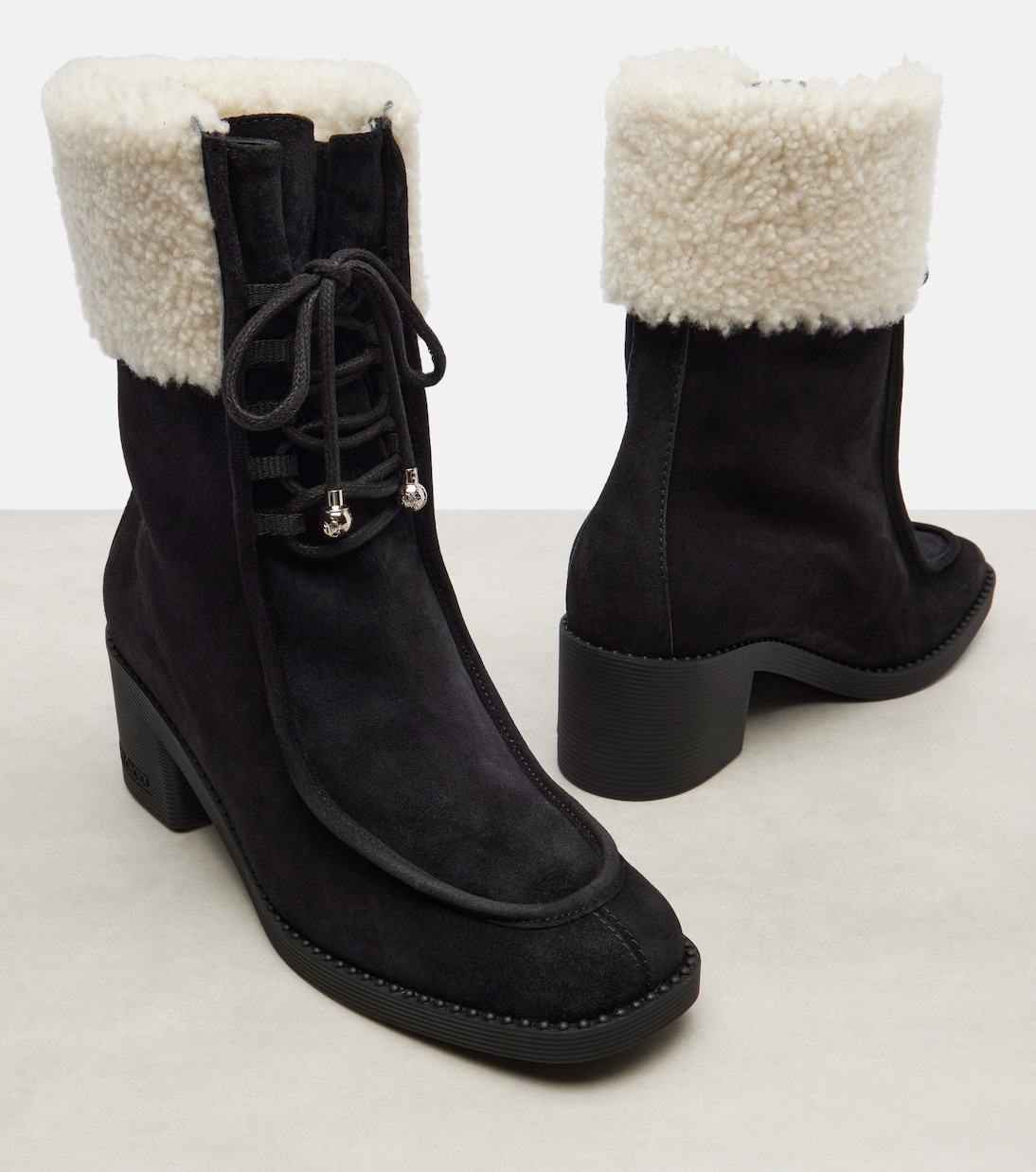 Hali 60 shearling-trimmed suede ankle boots | Jimmy Choo