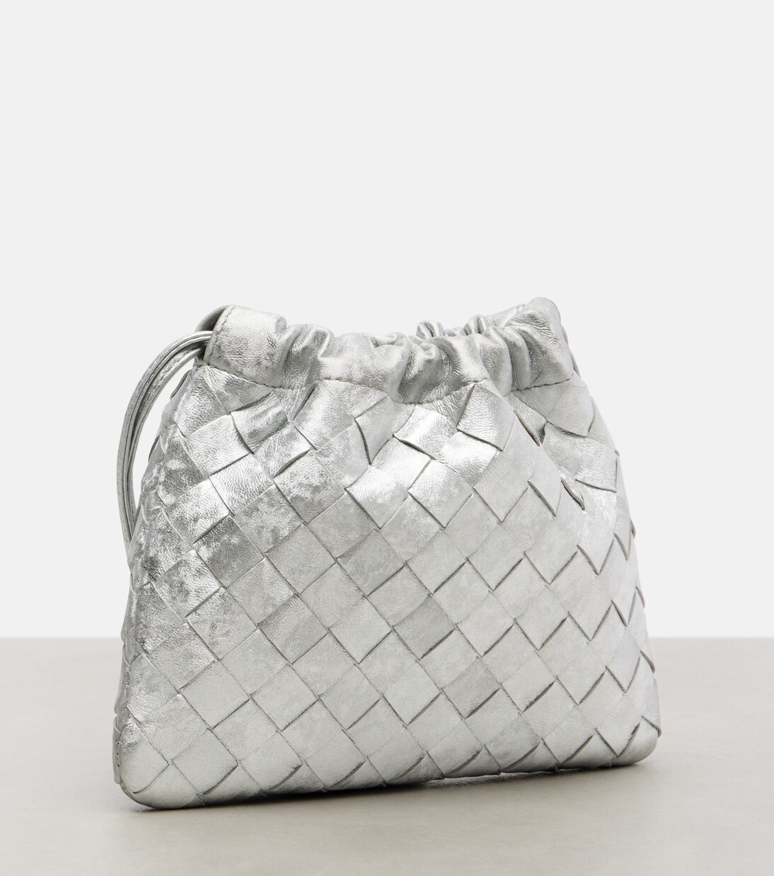 Intrecciato Small metallic leather pouch | Bottega Veneta