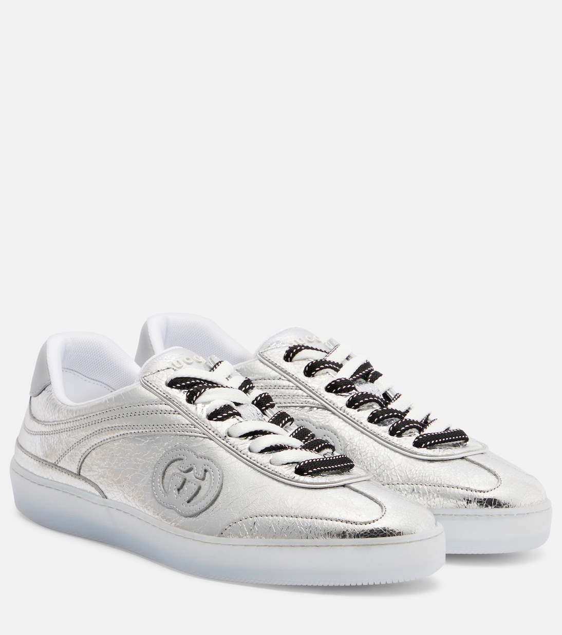 G75 metallic leather sneakers | Gucci