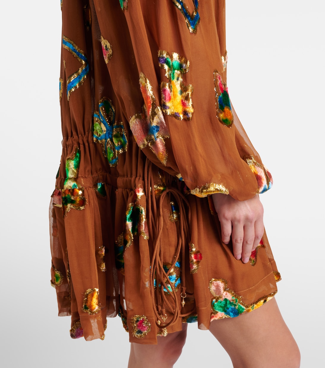 Embroidered silk-blend mini dress | Alémais
