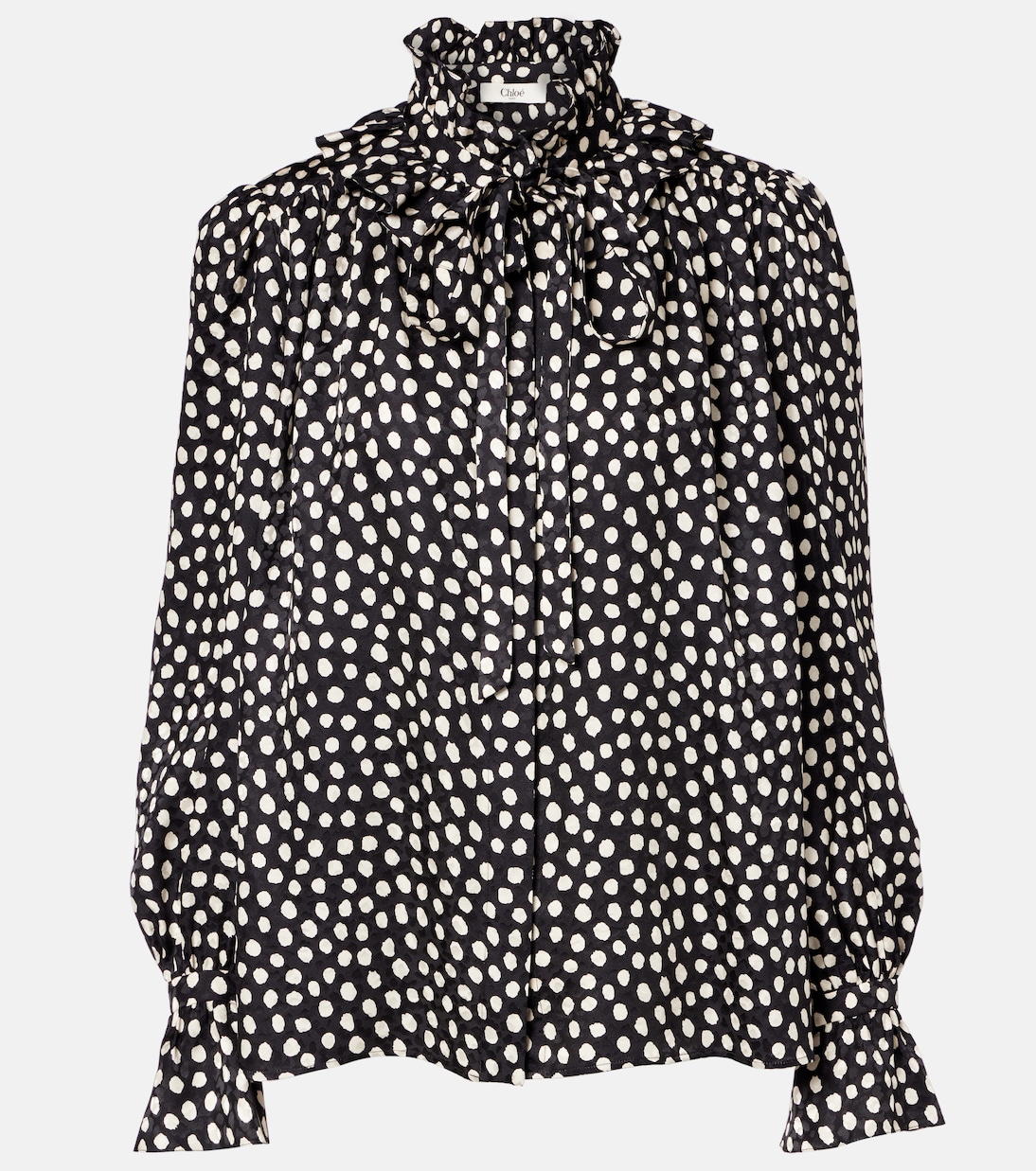 Polka-dot tie-neck silk blouse | Chloé