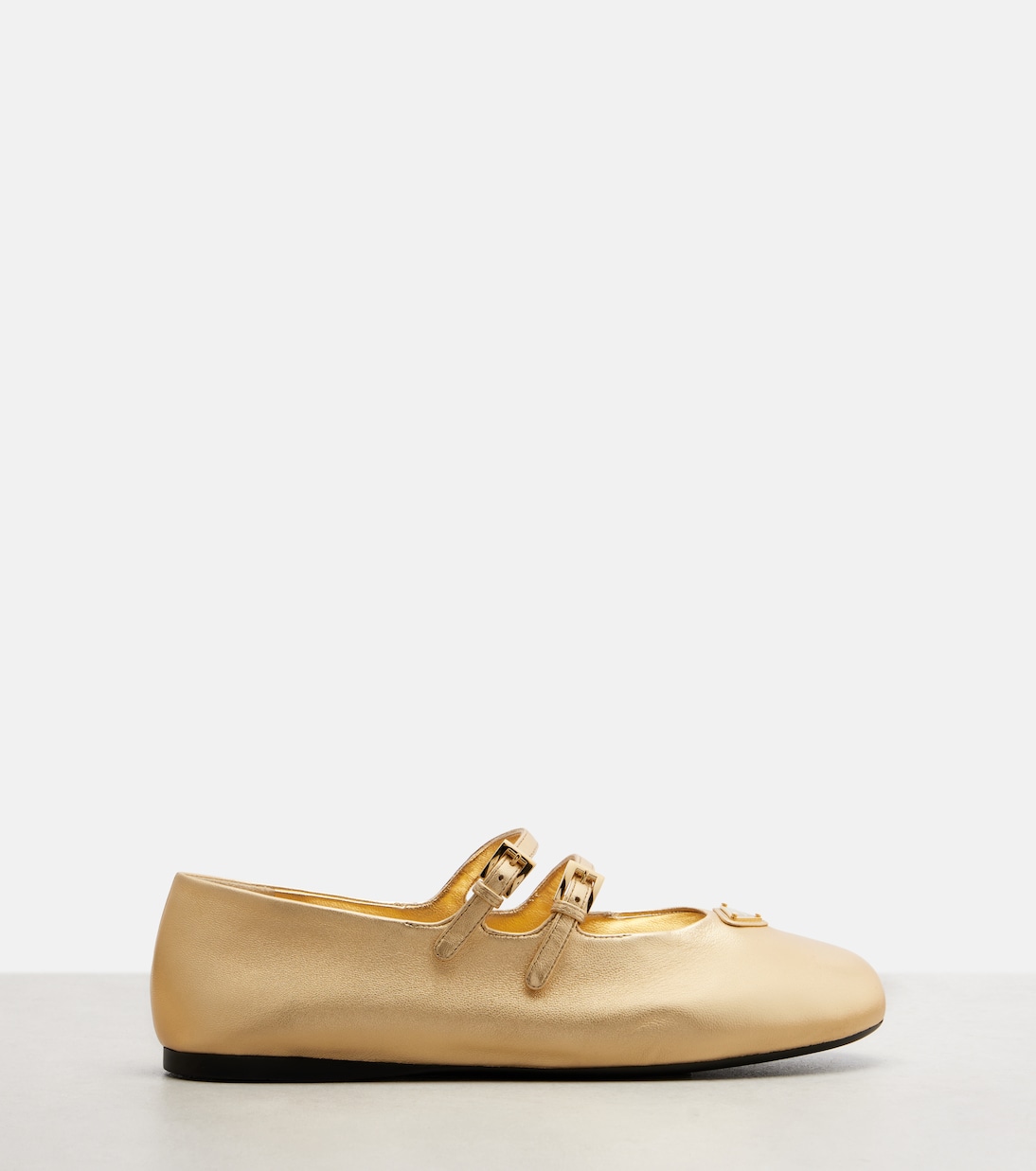 Mary-Jane-Ballerinas aus Metallic-Leder | Prada