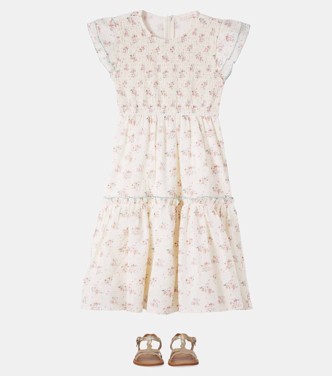 Ester floral shirred cotton dress | C'era Una Volta