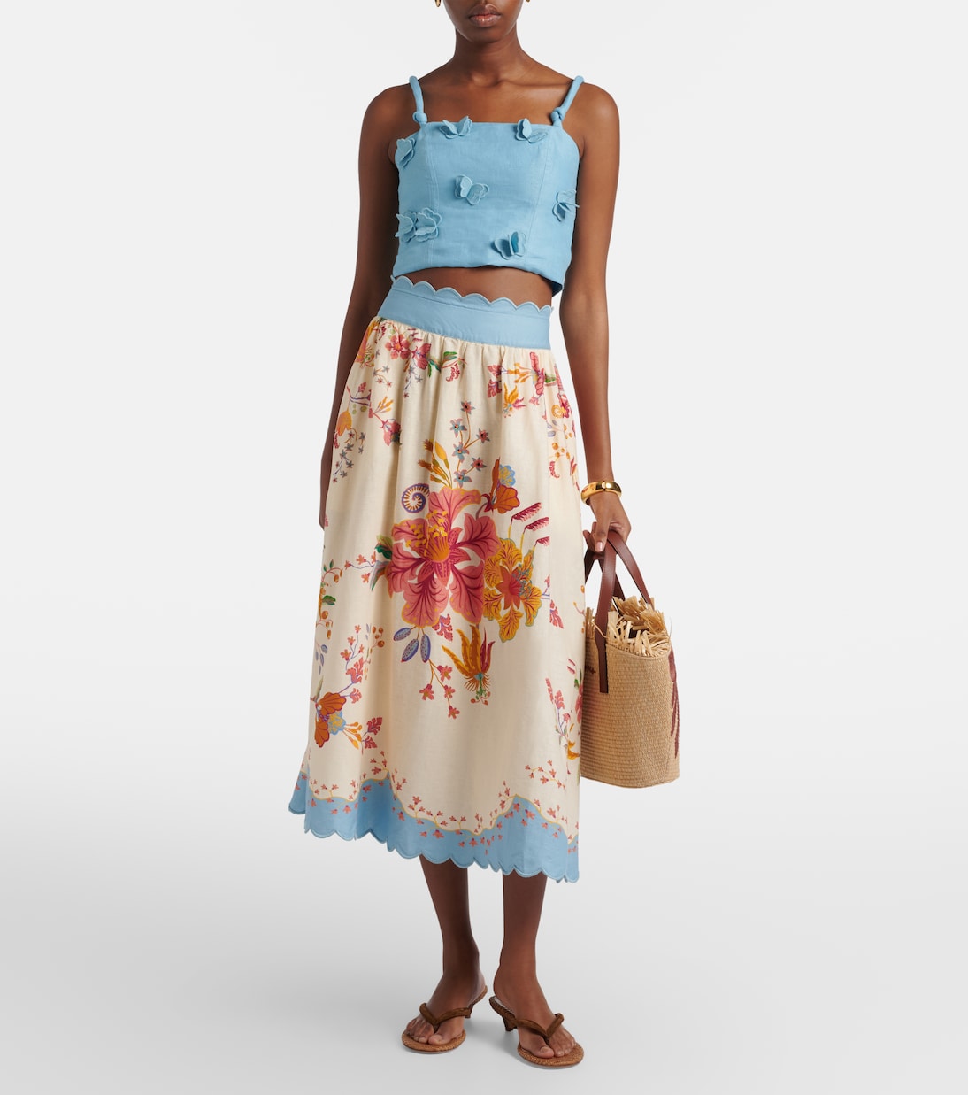 Midirock Floral Scarves aus einem Leinengemisch | Farm Rio