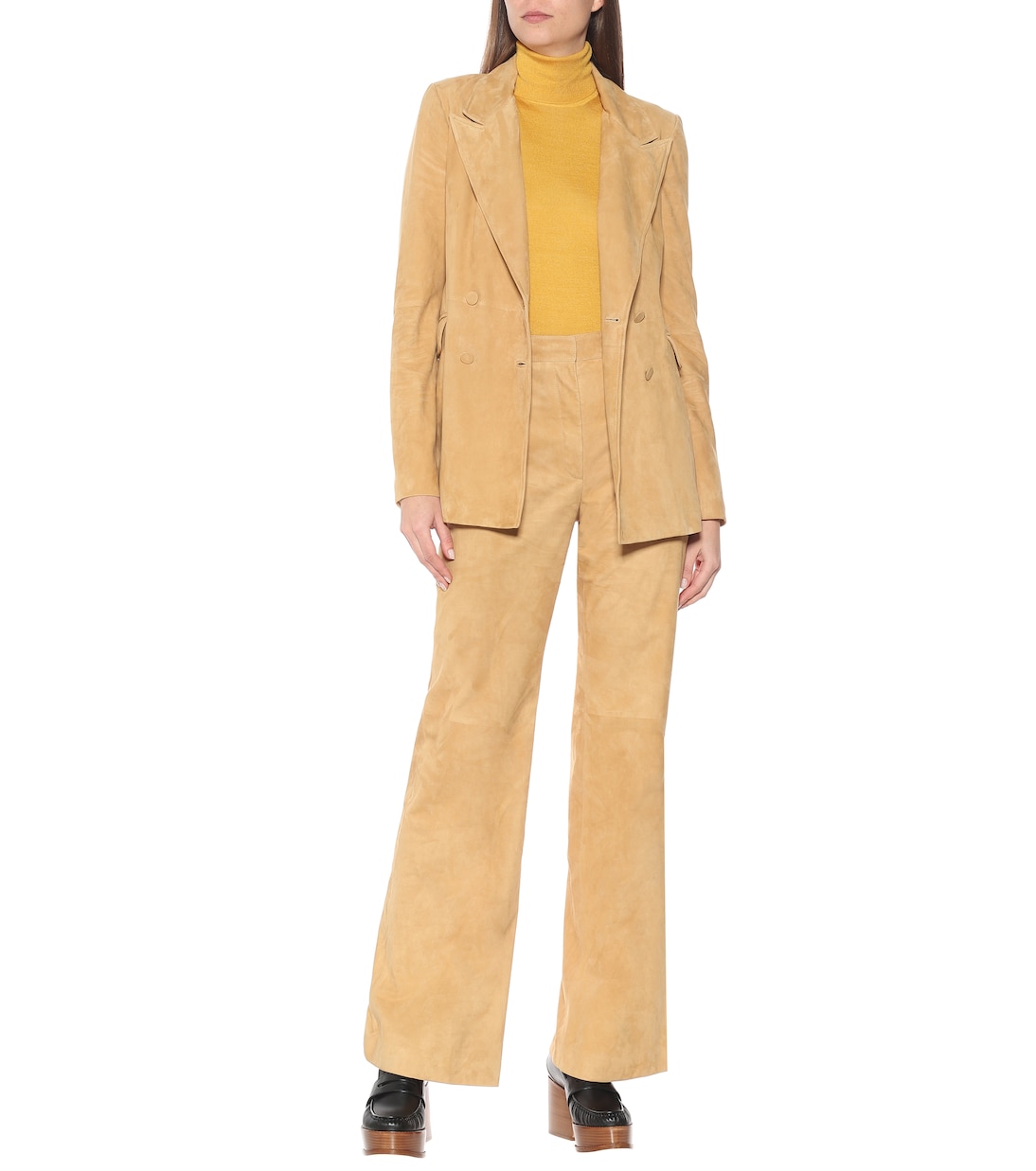 Pantalon évasé Vesta à taille haute en daim | Gabriela Hearst