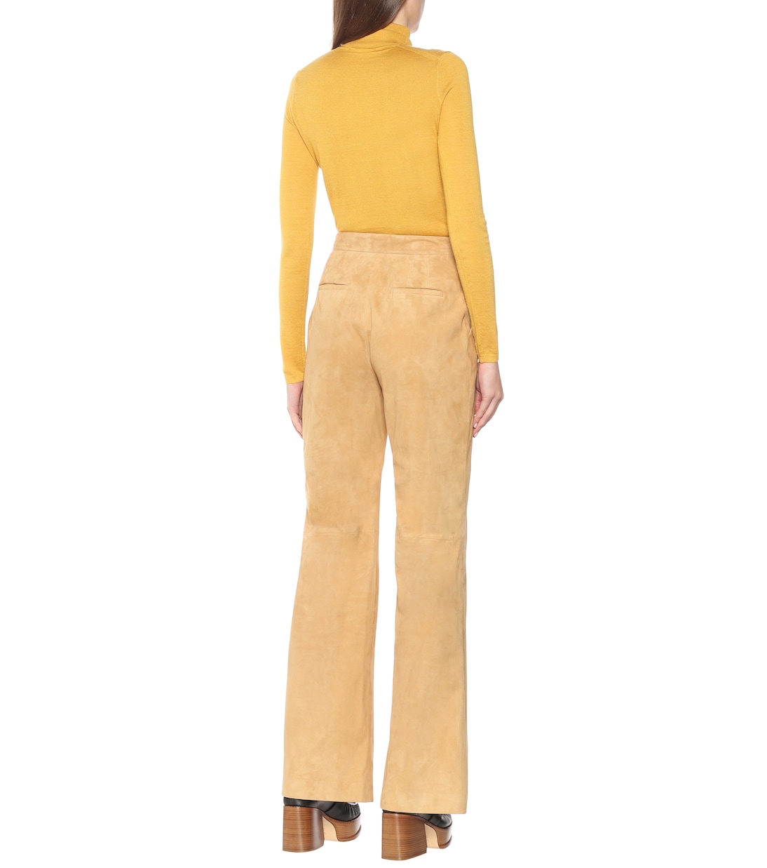 Pantalon évasé Vesta à taille haute en daim | Gabriela Hearst