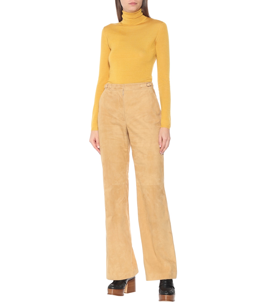 Pantalon évasé Vesta à taille haute en daim | Gabriela Hearst