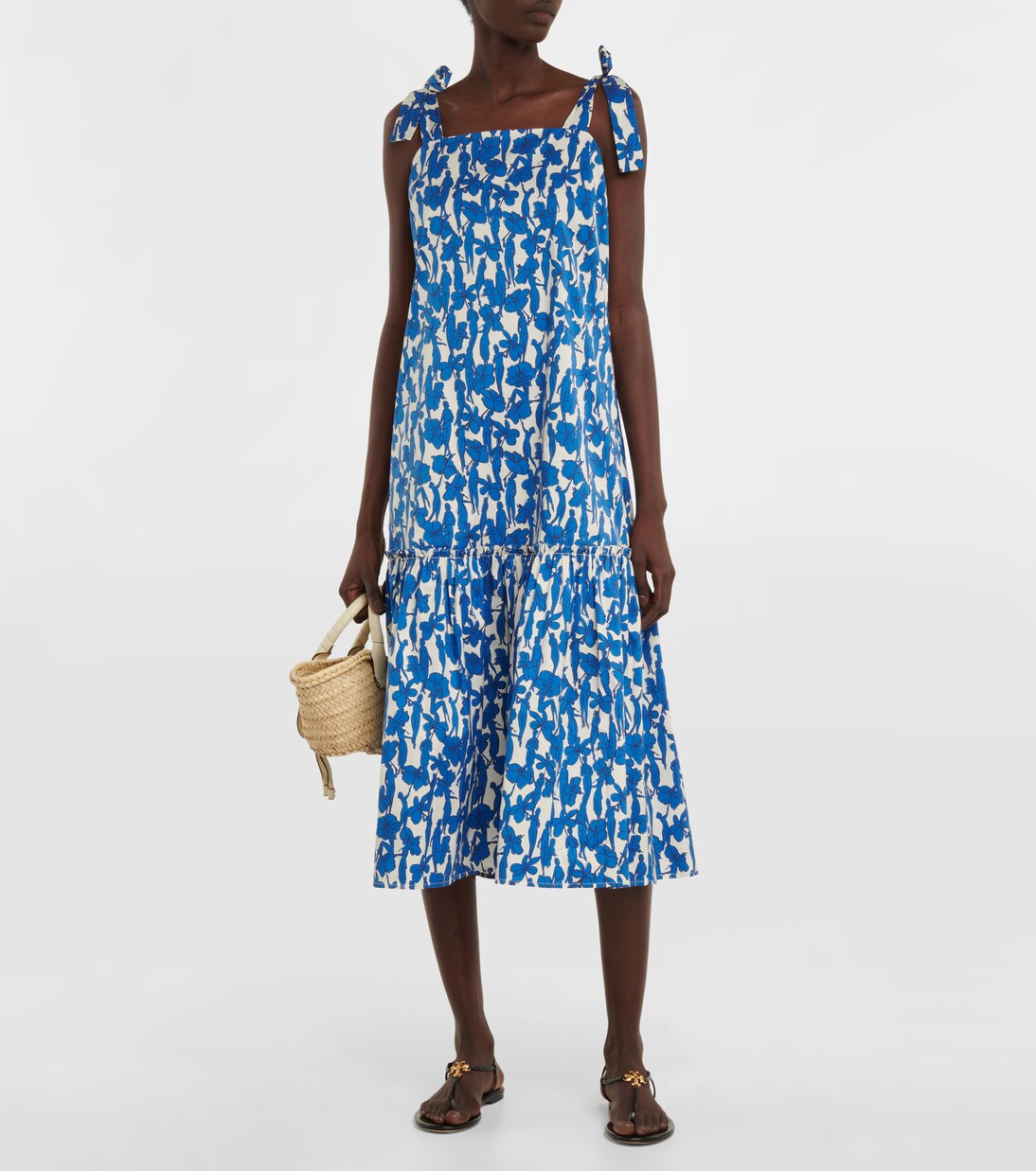 Abito midi in misto cotone con stampa | Tory Burch