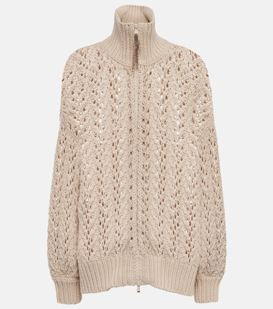 Open-knit wool-blend cardigan | Brunello Cucinelli