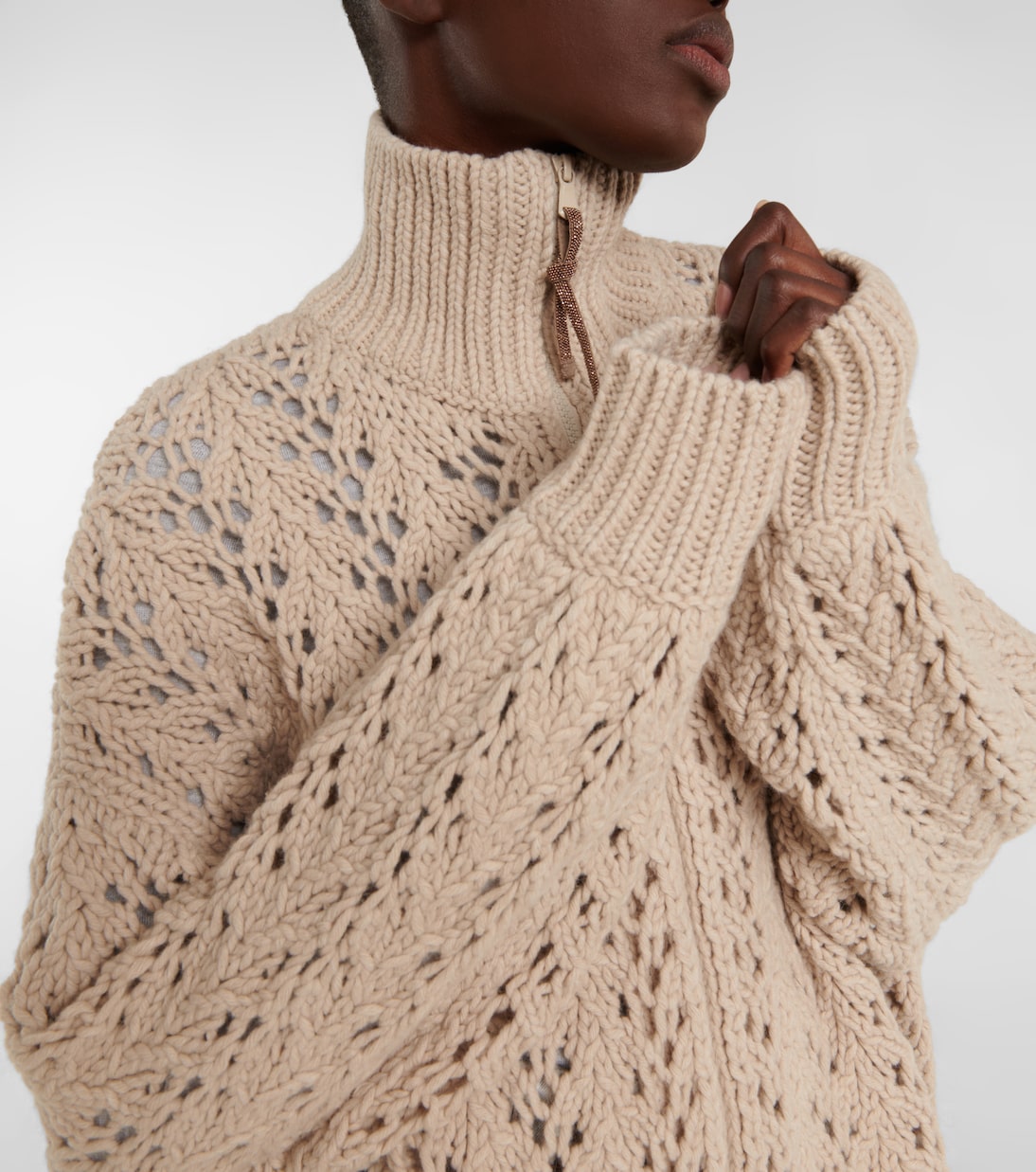 Open-knit wool-blend cardigan | Brunello Cucinelli