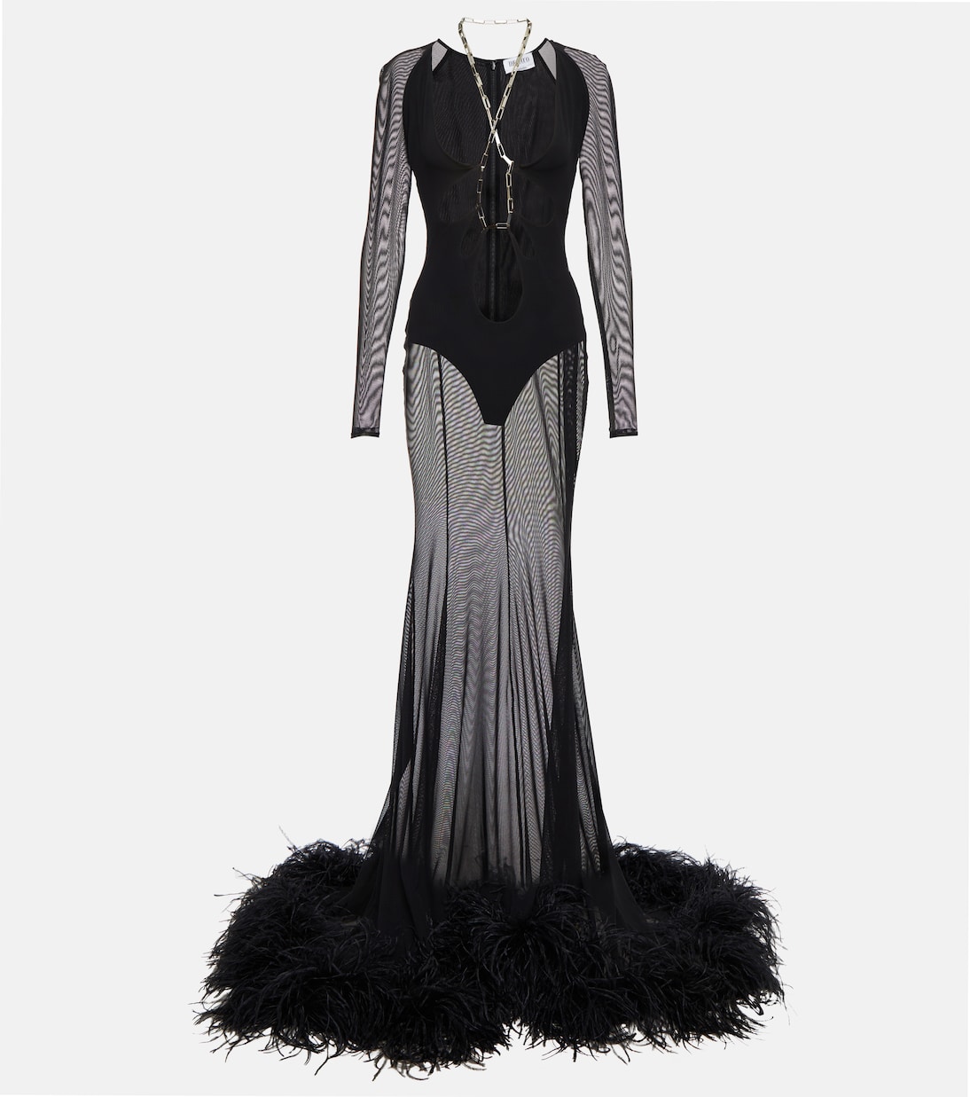 Feather-trimmed cutout gown | The Attico