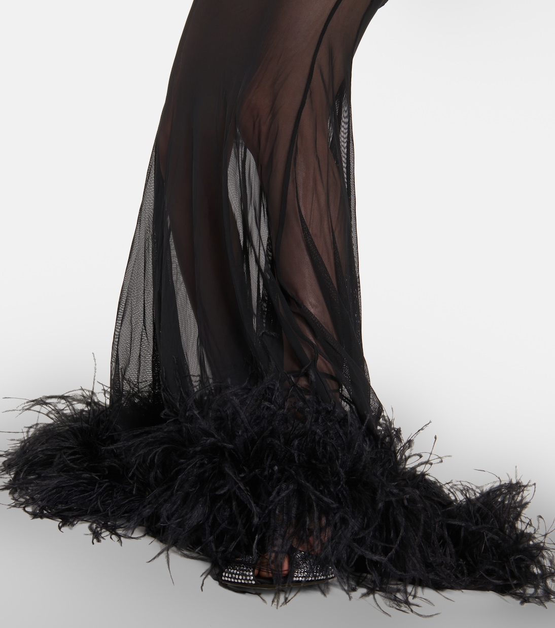 Feather-trimmed cutout gown | The Attico