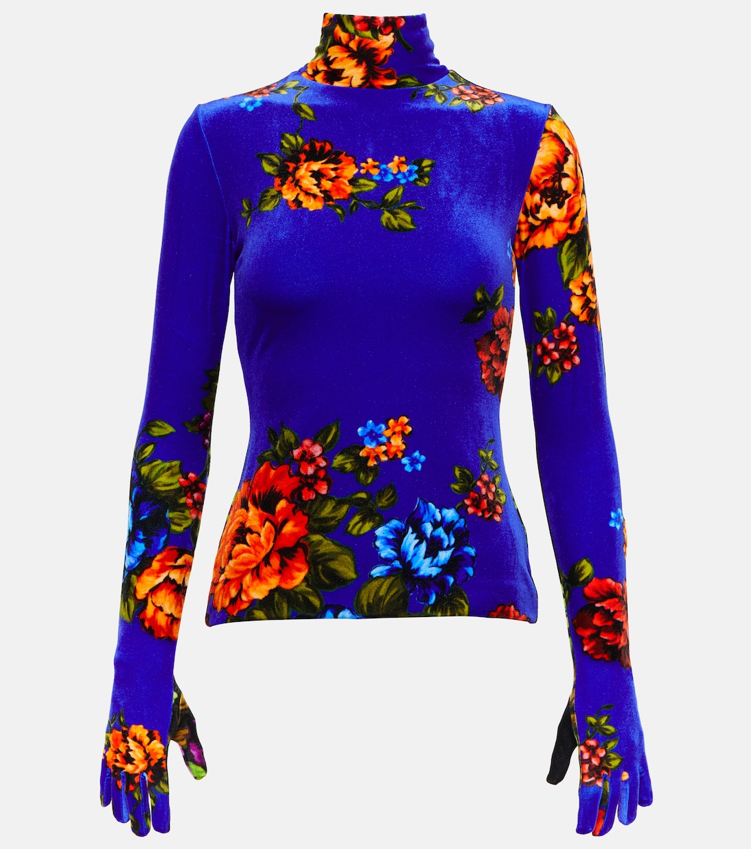 Top en velours à fleurs avec gants | Vetements