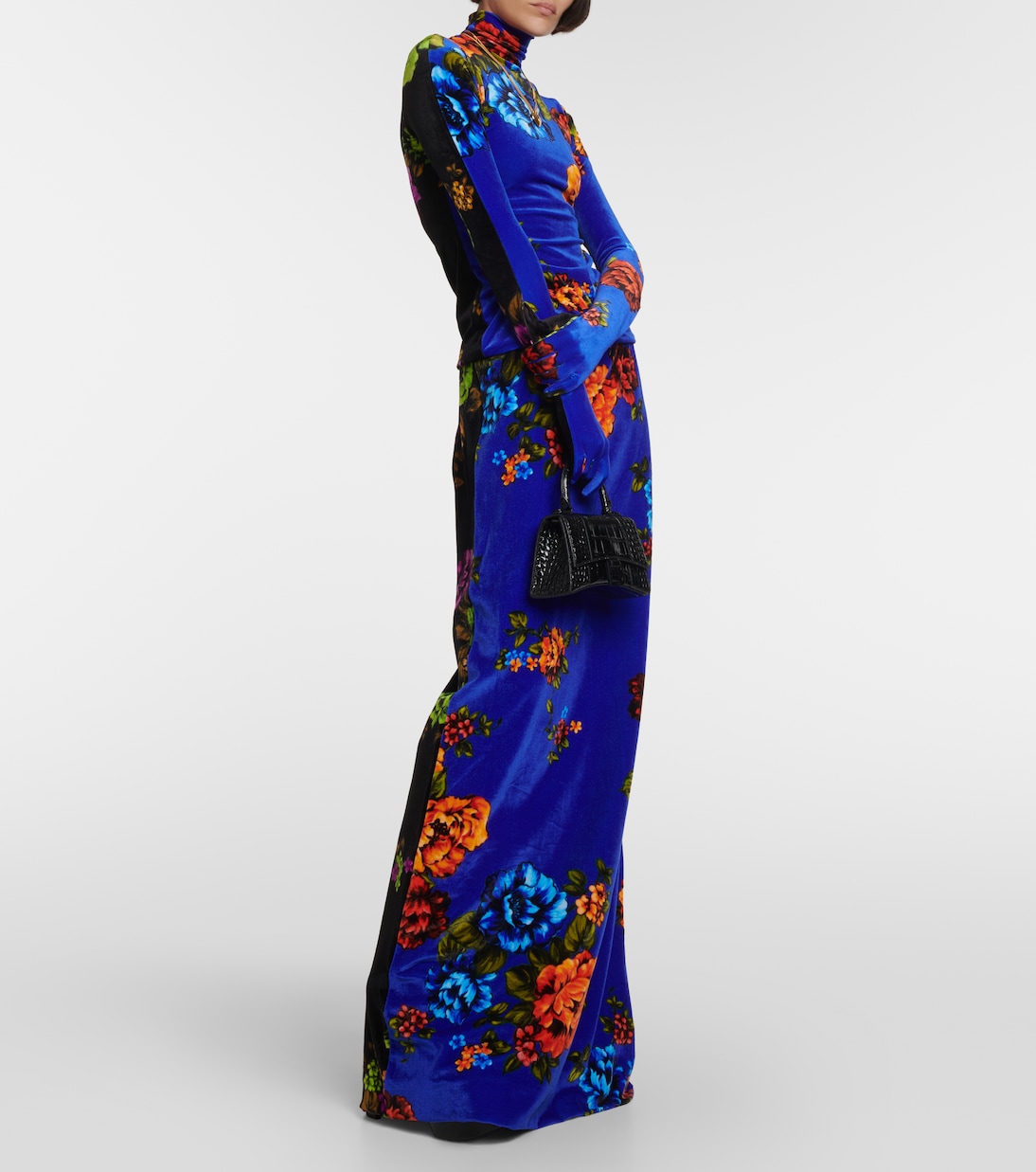 Top en velours à fleurs avec gants | Vetements