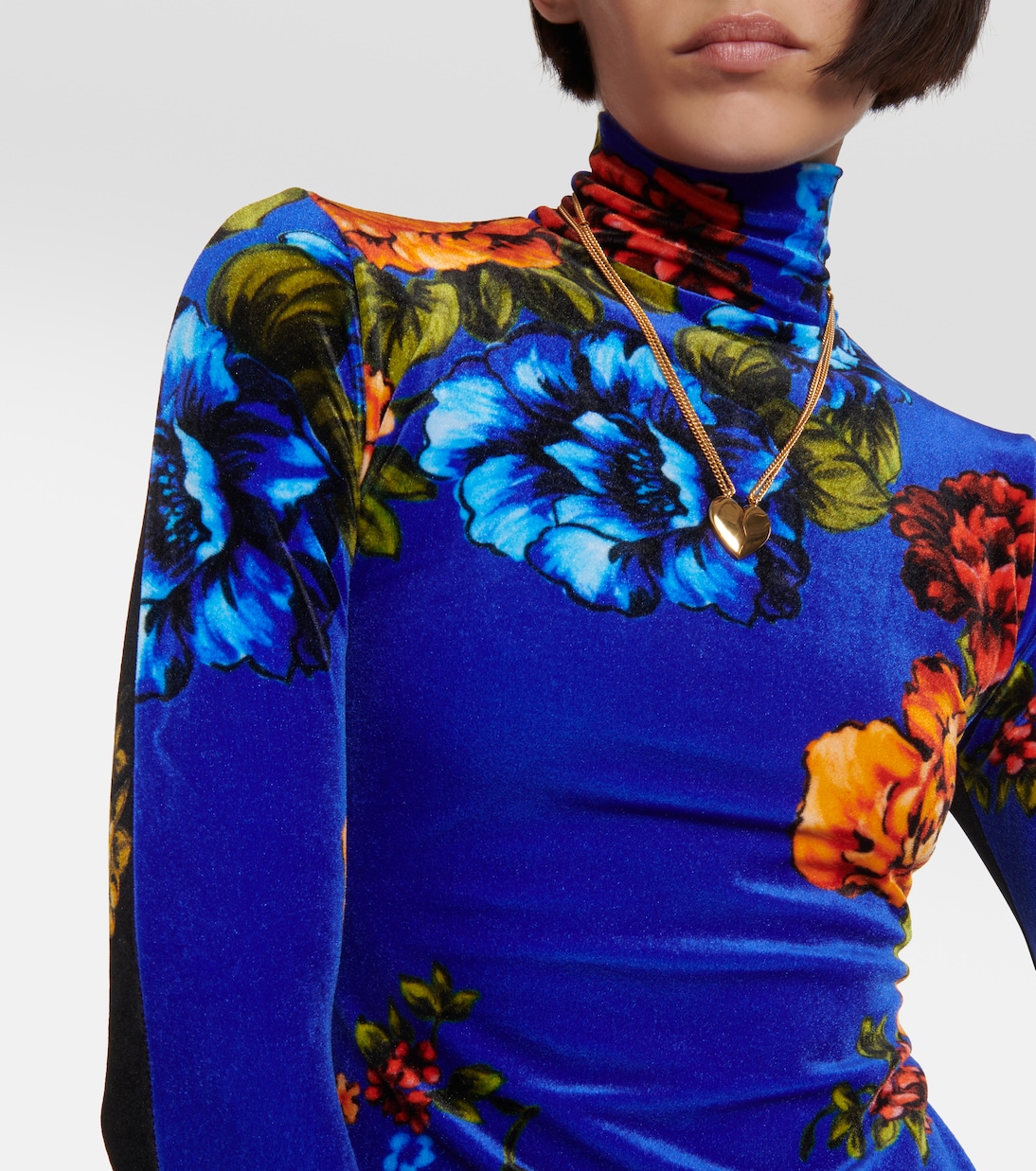 Top en velours à fleurs avec gants | Vetements