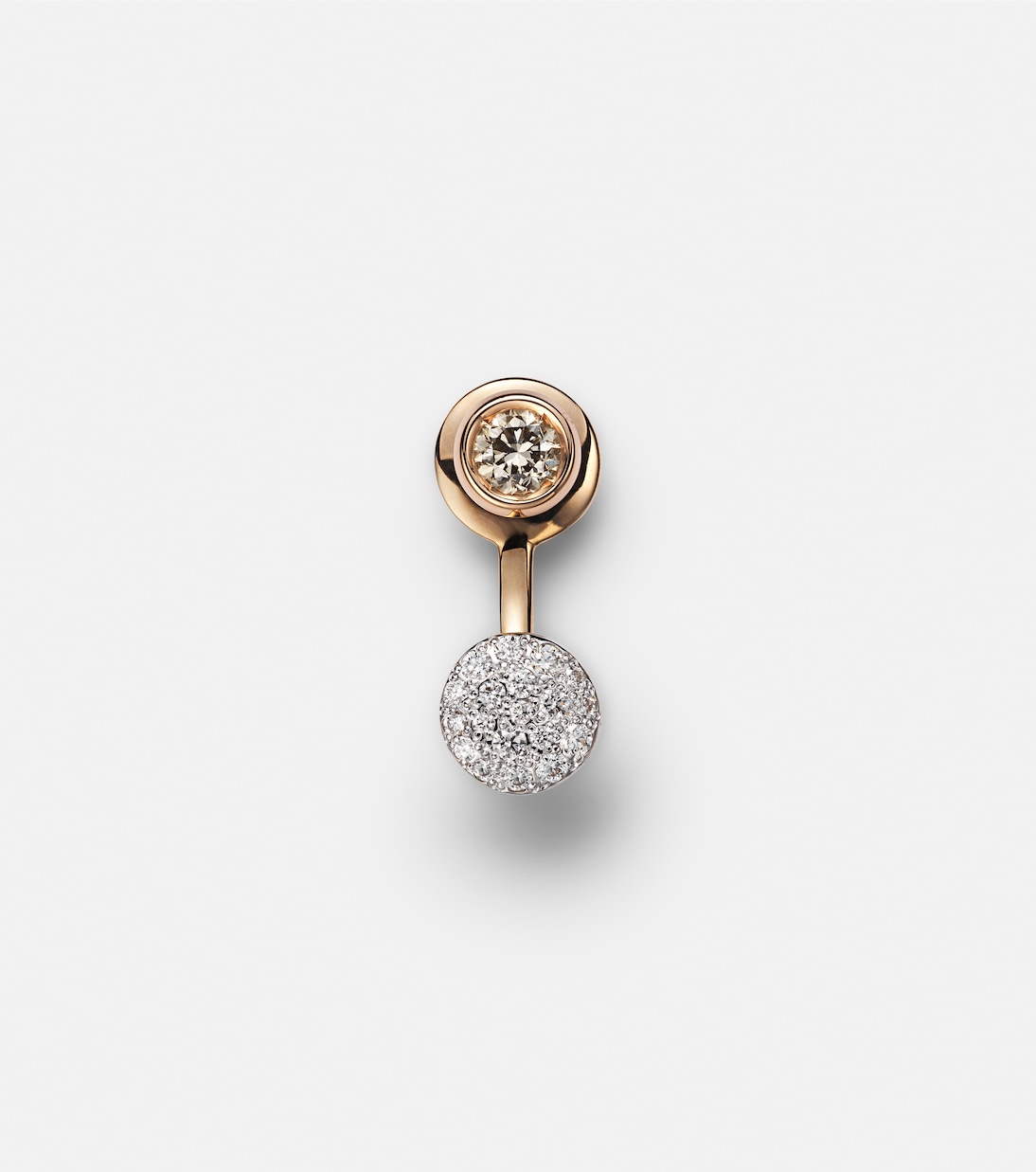 Orecchino singolo in oro rosa 18kt Pomellato Sabbia con dettagli diamantati per uno stile giovane e raffinato
