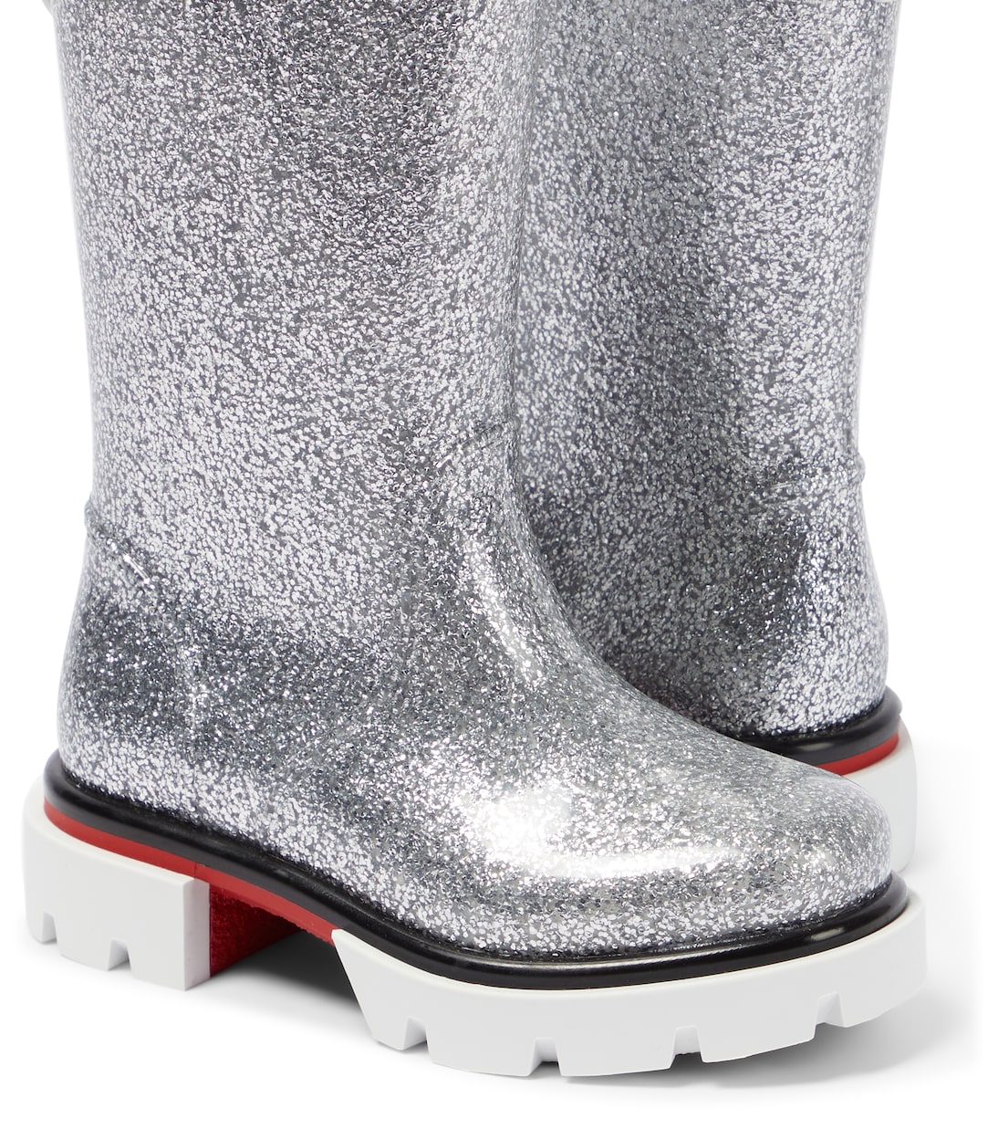 Toy Pluie PVC rain boots in silver Christian Louboutin Kids Mytheresa