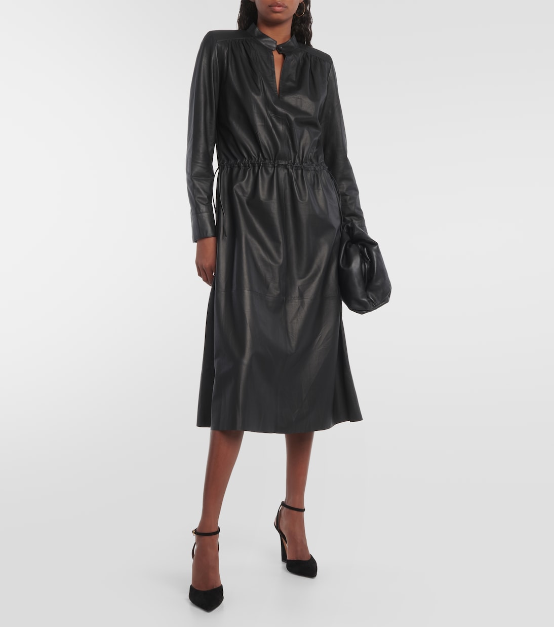 Robe midi en cuir | Yves Salomon