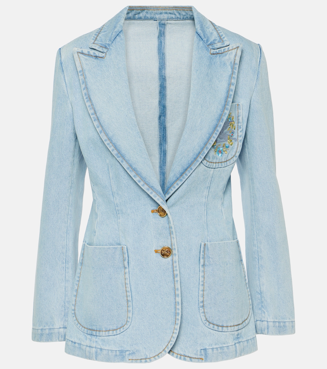 Embroidered denim blazer | Etro