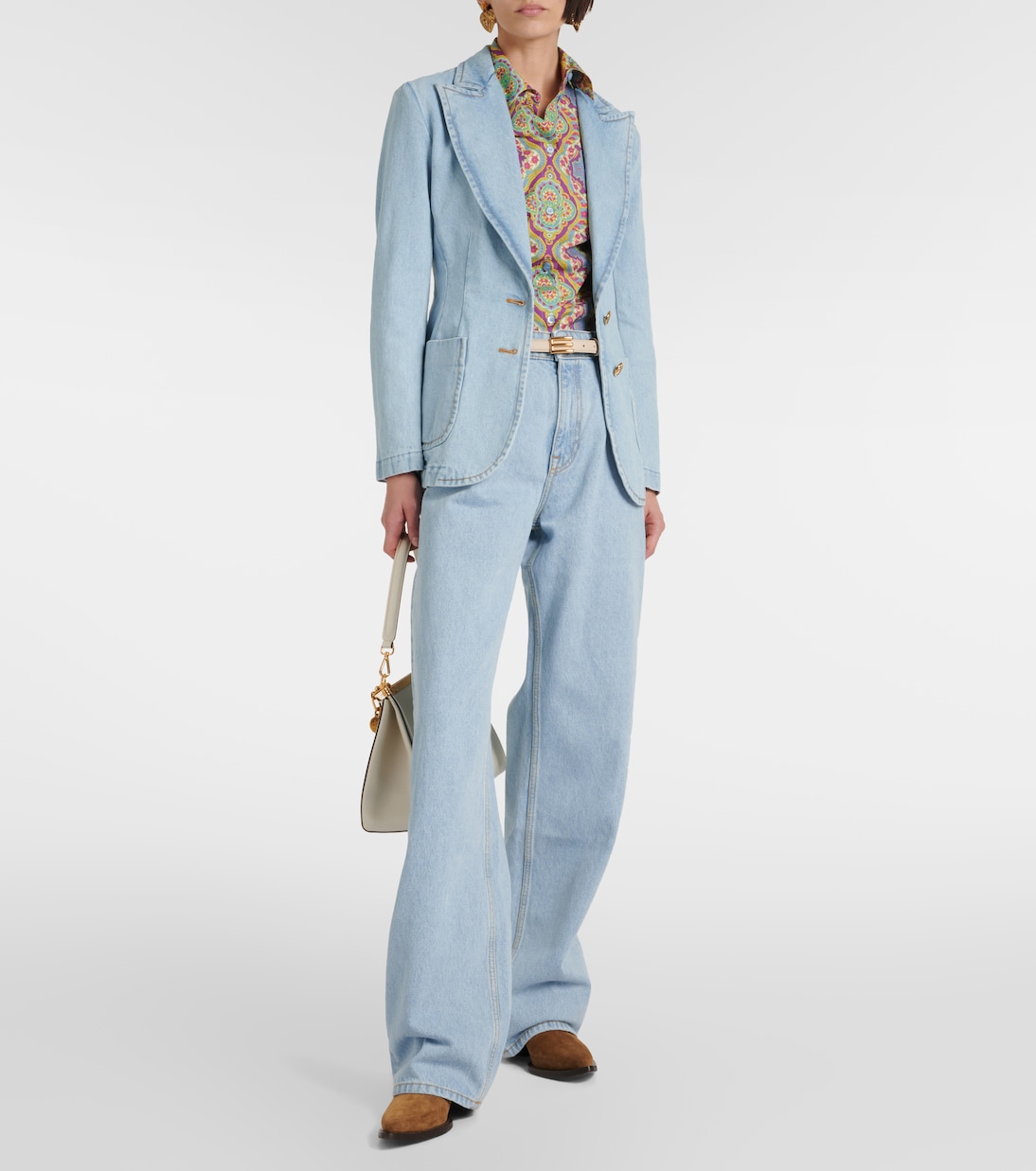 Embroidered denim blazer | Etro