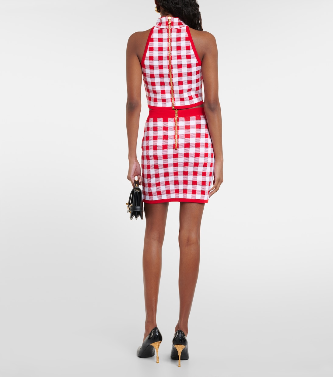 Minifalda de punto a cuadros  | Balmain