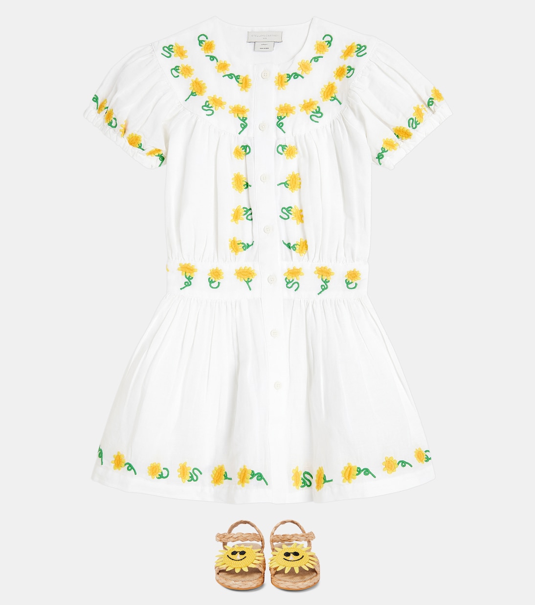 Besticktes Kleid aus Leinen und Baumwolle | Stella McCartney Kids