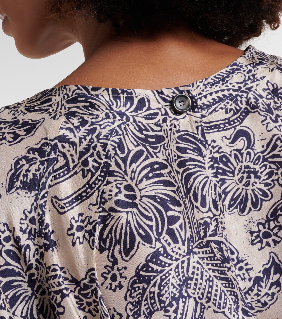 Vestido midi de seda estampada juvenil de Loro Piana