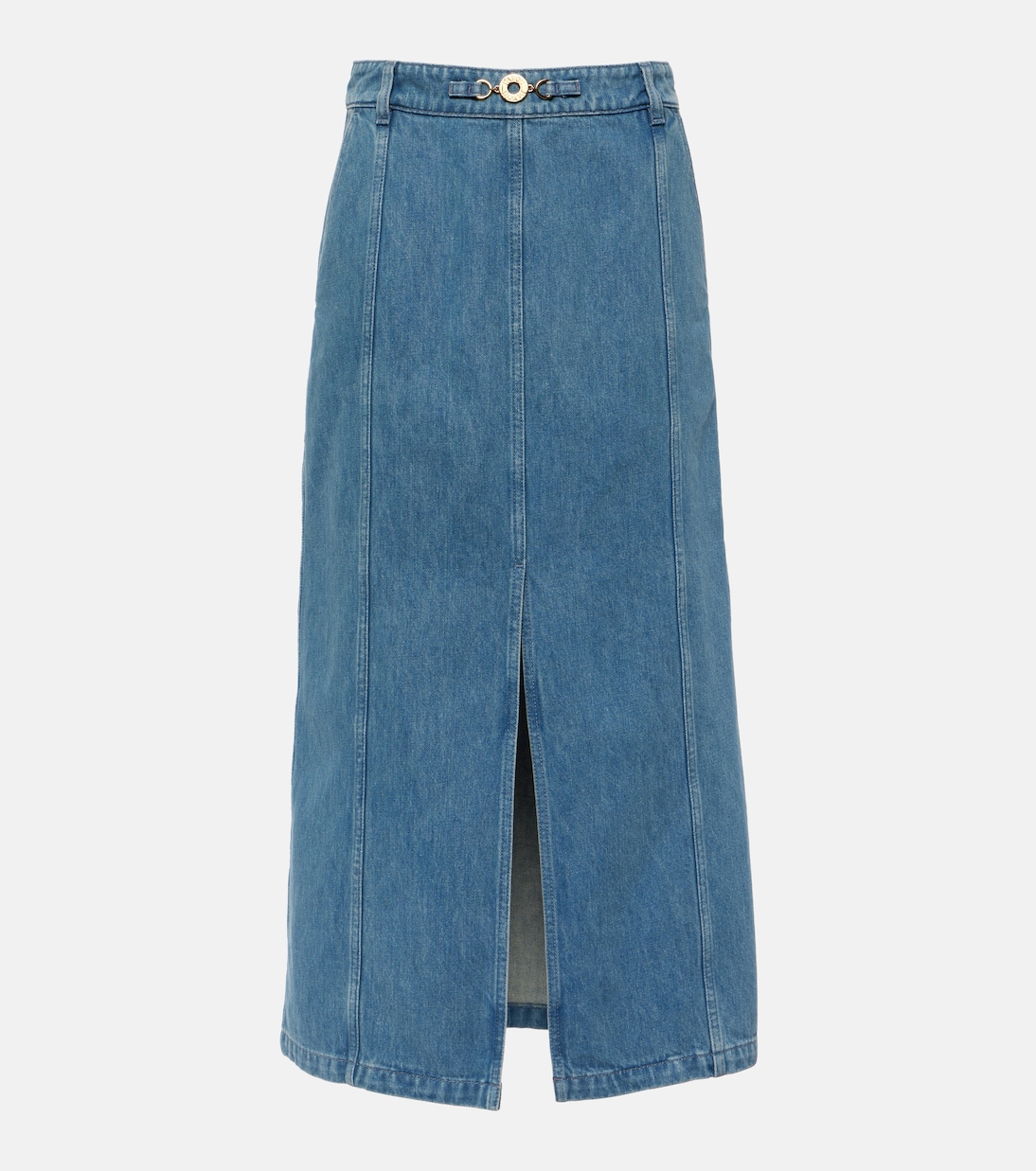 Jupe midi en jean à taille haute | Patou